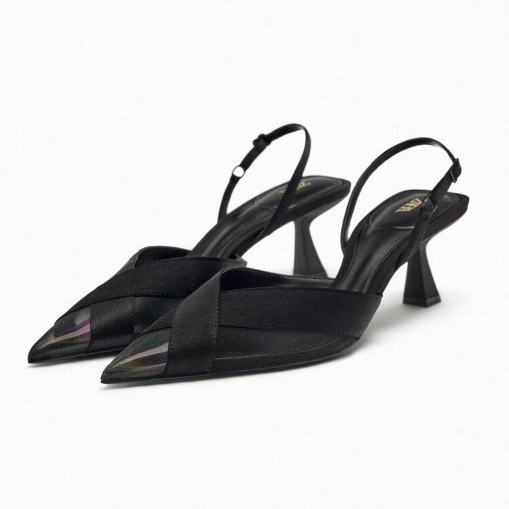 Zara SLINGBACK HEELS BLACK 2234/110